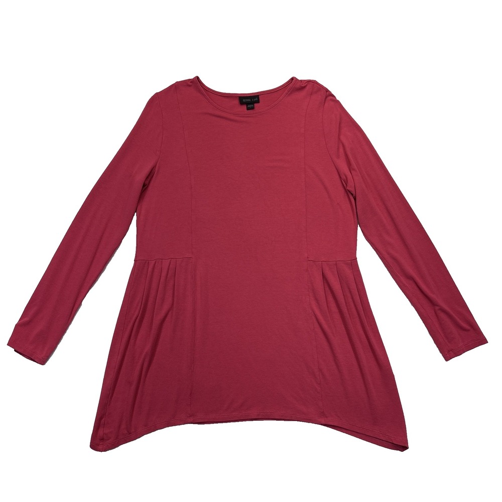 J.Jill Wearever Top Womens Small Pink Asymmetric Hem Swing Peplum Knit